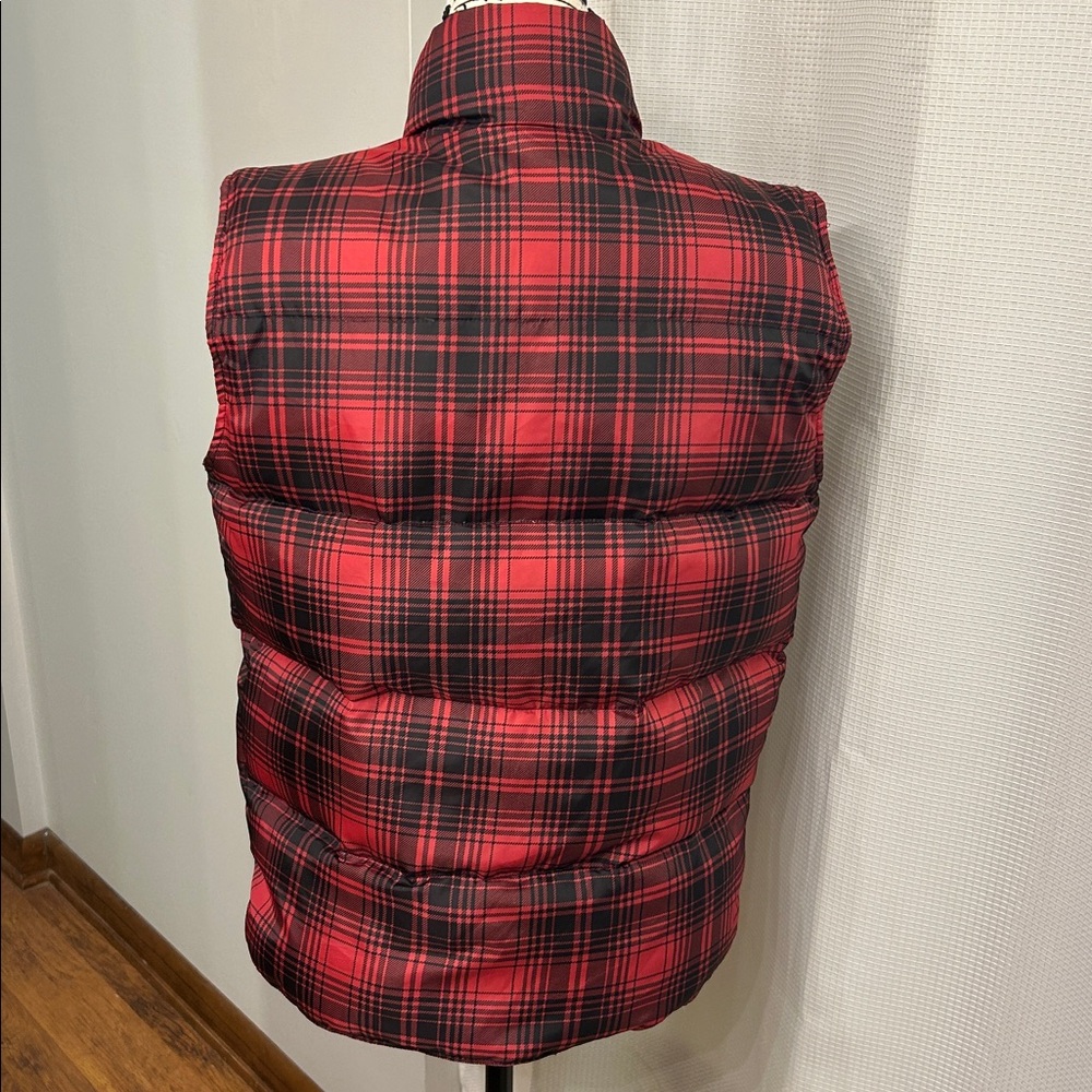L.L. Bean Black&Red Plaid Vest, Goose Down, small, Interior zipper, Pockets - Picture 3 of 6
